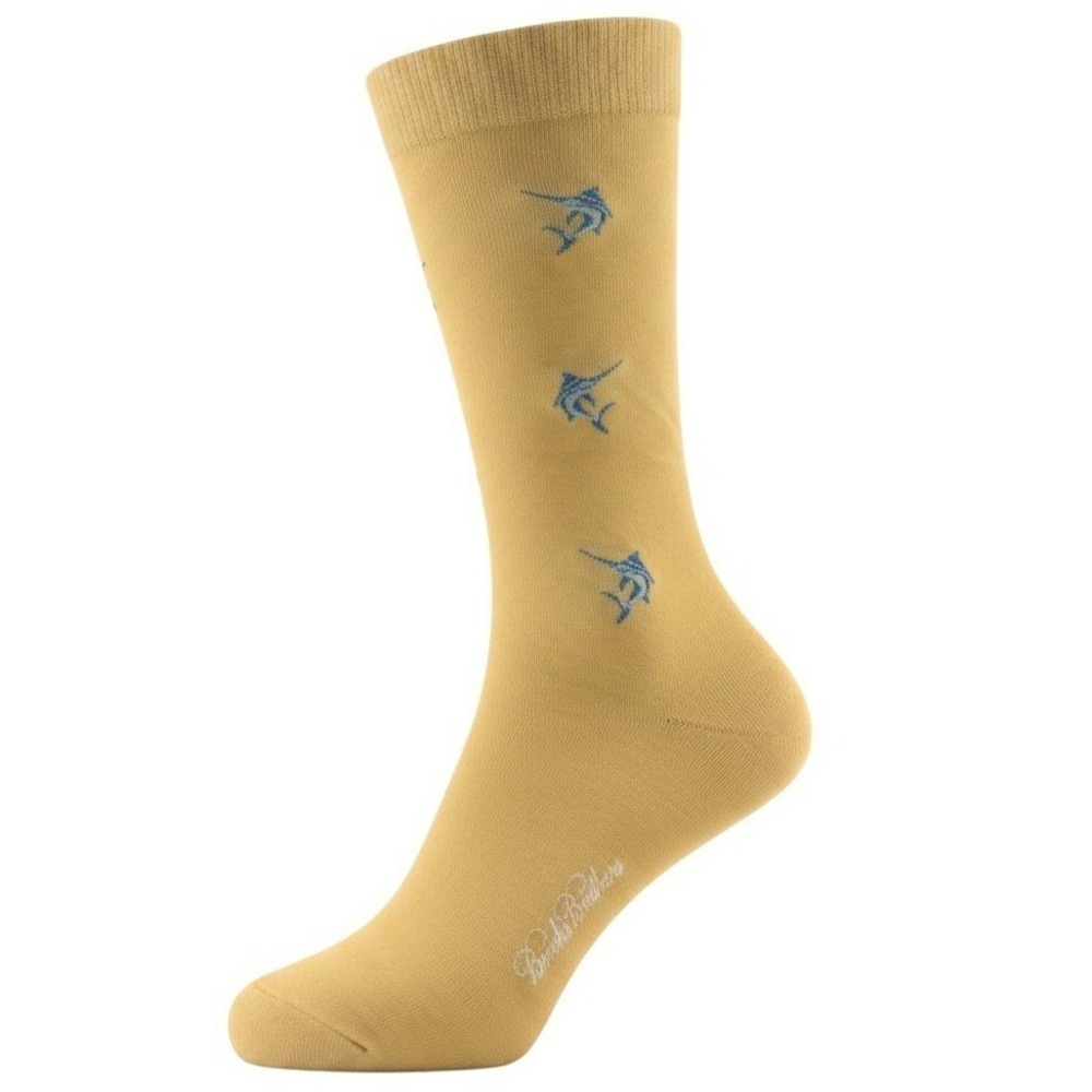 NWT Brooks Brothers 346 Yellow Dress socks Blue Marlin Sailfish Men's Socks